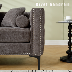L Shaped Sectional Sofa Chenille Dark Gray