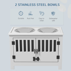 PawHut Large Elevated Dog Bowls with Storage Cabinet