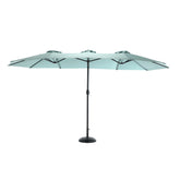 14.8 Ft Double Sided Outdoor Umbrella Rectangular Large with Crank (Light Green)