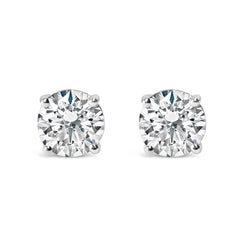 14K White Gold 1.0 Cttw Round Brilliant Cut Lab Grown White Diamond 4-Prong Classic Solitaire Stud Earrings (F-G Color, VS1-VS2 Clarity)
