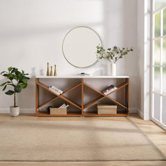 70.87 Inch Farmhouse Console Table in White