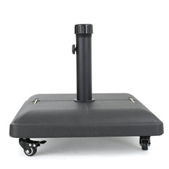 Modern Square Wheelie Umbrella Base Black Concrete 19.69 Inch
