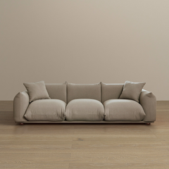 Kely Modern 100'' Mocha Boucle Upholstered Sofa with Solid Wood Legs