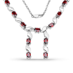 7.65 Carat Genuine Garnet .925 Sterling Silver Necklace