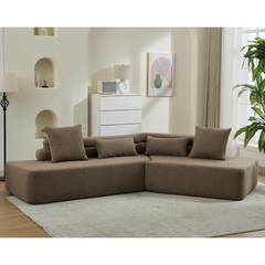 Minimalist Cloud Sectional Couch 4-Seater Brown