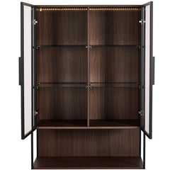 Modern Minimalist 51.2'' Tall Lighted Display Cabinet with Tempered Glass