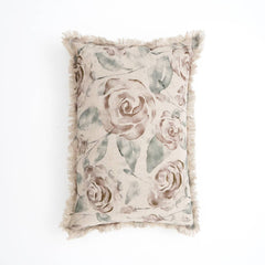 Linen Printed Lumber Throw Pillow 16x24 Brown & Green