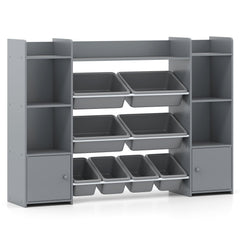 56 inch Large Toy Storage Organizer with 8 Removable Bins and Bookshelf