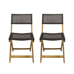 Bistro Foldable Chair With Wicker Backrest