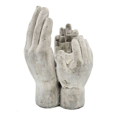 Set of 2 6x6x9' Accepting Hands Accent Cement Hand Decor