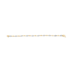 10K White and Yellow Gold 1.00 Cttw Diamond Oval Shaped Cluster Link Bracelet (I-J Color, SI2-I1 Clarity) - 7" Inches