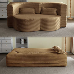 Floor Convertible Sleeper Sofa Bed With 2 Pillows