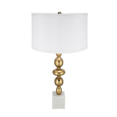 D15x29.5' Gold and White Table Lamp with Round Four Tiered Body