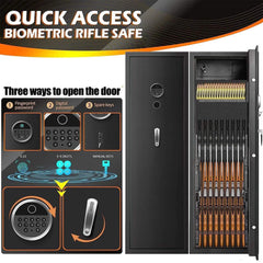 57" Heavy-Duty Anti-Theft Fireproof Biometric Gun Rifle Pistol Safe For Home, 11-12 Guns (SAK53816)