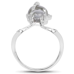2.79 Carat Genuine Labradorite And White Topaz .925 Sterling Silver Ring