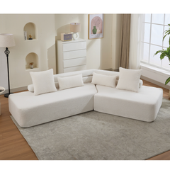 128" Minimalist Cloud Sectional Couch in Beige