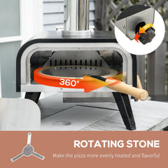 Outsunny Outdoor Pizza Oven with 12" Rotating Stone and Foldable Legs