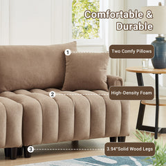 83'' Futon Sofa Bed with Adjustable Backrest and 2 Pillows