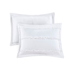 5 Piece Microfiber Ruffled Comforter Set White California King