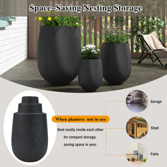 U_Style Egg-Shaped Lightweight MGO Outdoor Planter Set of 3