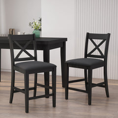 Farmhouse Style Counter Height Chair With Upholstered Seat
