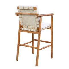 6 Piece Outdoor Bar Set with Acacia Wood Table & Cushioned Stools