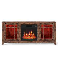 58" Fireplace TV Stand with LED Lights and 18" Electric Fireplace