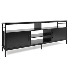 58 Inch Industrial TV Stand with Cabinets and Adjustable Shelf for TVs up to 65 Inch-Rustic Brwon