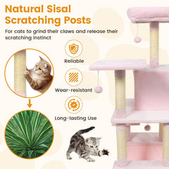 58" Multi-Level Cat Tree Soft Plush Cat Tower with Padded Top Perch