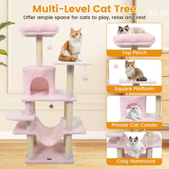 58" Multi-Level Cat Tree Soft Plush Cat Tower with Padded Top Perch