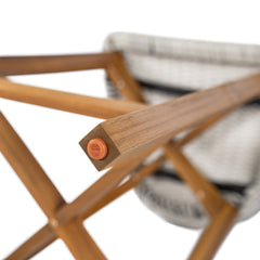 Lymington Outdoor Bar Stool Set of 2, Teak Finished Wood with Light Grey Wicker