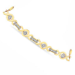 14K Yellow Gold Plated .925 Sterling Silver Channel Set Diamond Accent Twist 4â€-10†Adjustable Bolo Bracelet (I-J Color, I3 Clarity)