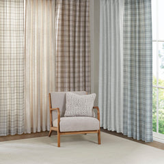 Plaid Rod Pocket and Back Tab Curtain Panel with Fleece Lining Natural 50x95