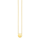 14k Yellow Gold Necklace with Polished Round Pendant with Diamond