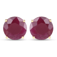 7.40 Carat Genuine Ruby 14K Yellow Gold Earrings