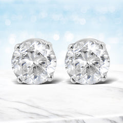 14K White Gold 5/8 Cttw Round Brilliant-Cut Lab Grown Diamond Classic 4-Prong Push back Stud Earrings (F-G Color, VS1-VS2 Clarity)
