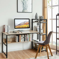59-Inch Computer Desk Home Office Workstation 4-Tier Storage Shelves