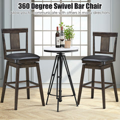 24 inch Swivel Upholstered Counter Height Bar Chair with Rubber Wood Legs