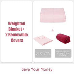 10lbs 3 Pieces Heavy Weighted Duvet Blanket-Pink
