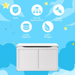 Safety Hinge Wooden Chest Organizer Toy Storage Box-White