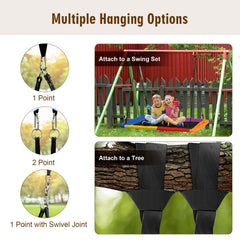 60 Inches Platform Tree Swing Outdoor with 2 Hanging Straps-Multicolor
