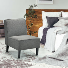 Modern Armless Accent Sofa Chair with Rubber Wood Legs