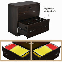 2-Drawer File Cabinet with Lock Hinging Bar Letter and Legal Size