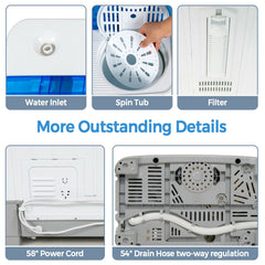 2-in-1 Portable 22lbs Capacity Washing Machine with Timer Control