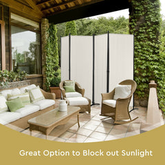 4-Panel Room Divider with Steel Frame-White
