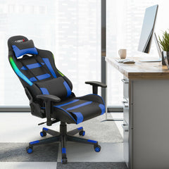 Adjustable Swivel Gaming Chair with LED Lights and Remote