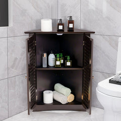 Bathroom Corner Storage Freestanding Floor Cabinet with Shutter Door