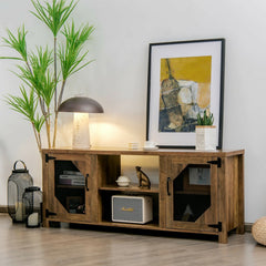 TV Stand for TVs up to 65-Inch with 2 Metal Mesh Doors and Ad-Rustic Brown