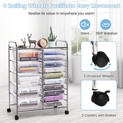 15 Drawers Rolling Storage Cart Organizer-clear
