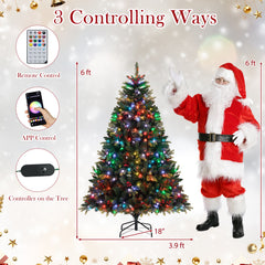 5/6/7/8 FT Artificial Christmas Tree with LED Lights and Remote APP Control